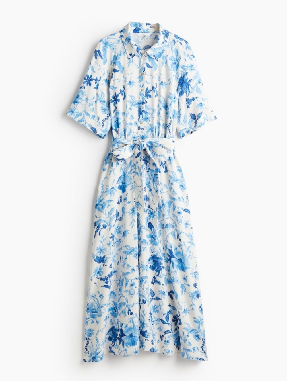 H&M Floral Belted Shirt Dress Size XL